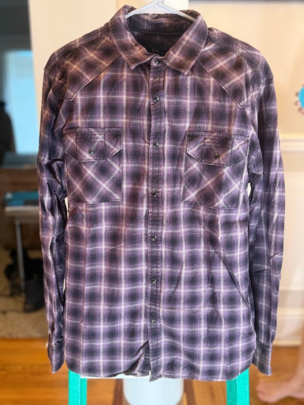 Decree Purple Plaid Onyx Snap Front LS Shirt Men's XL